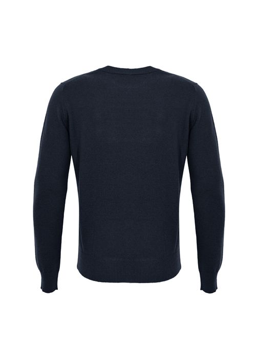 Maglia girocollo slim in lana merinos Blu notte Alpha studio | AU-3010C1001